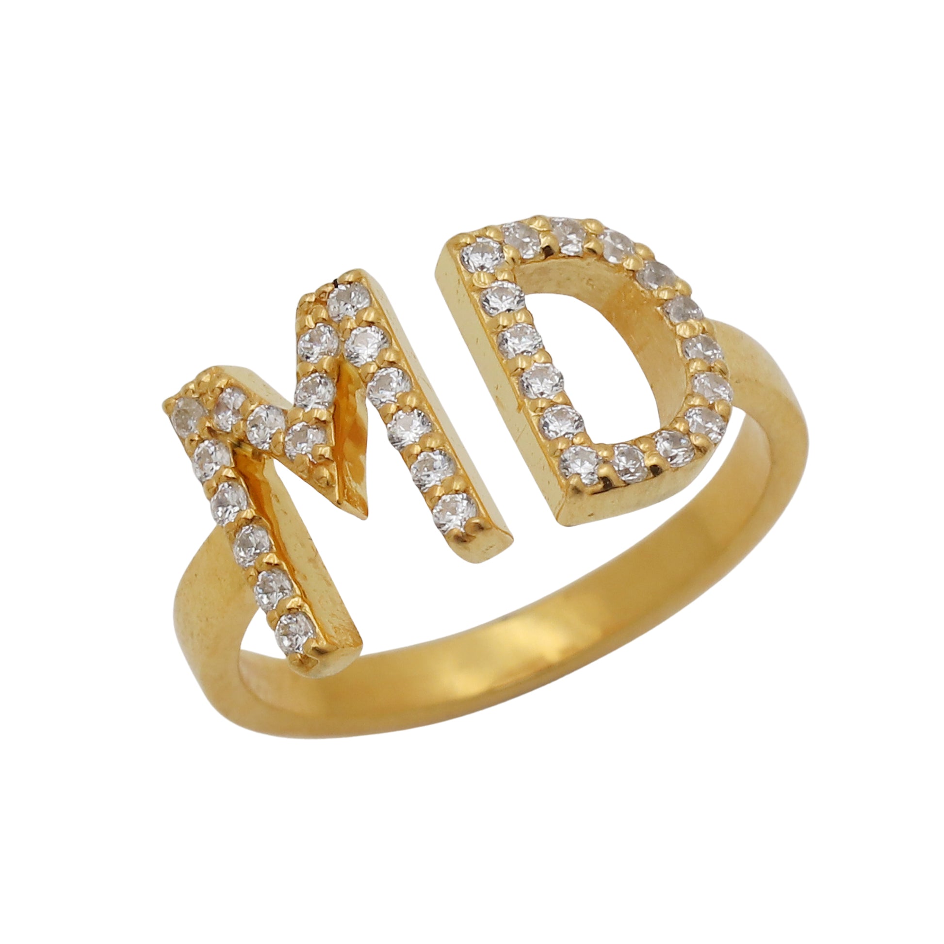 Bling Studded Initial Ring