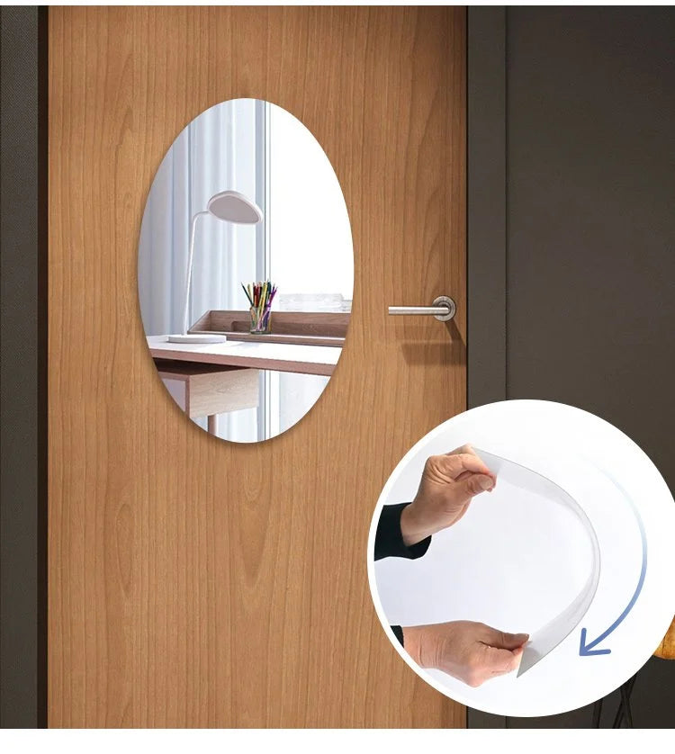 š„ Oval Shape Adhesive Mirror Sticker