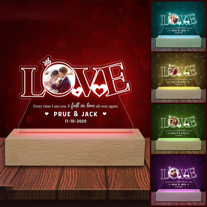 Personalized couple photo acrylic night light