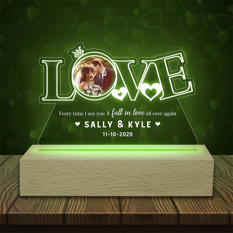 Personalized couple photo acrylic night light