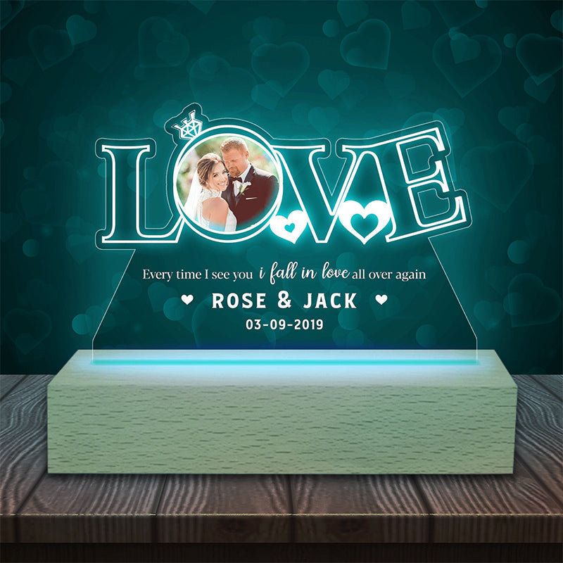 Personalized couple photo acrylic night light