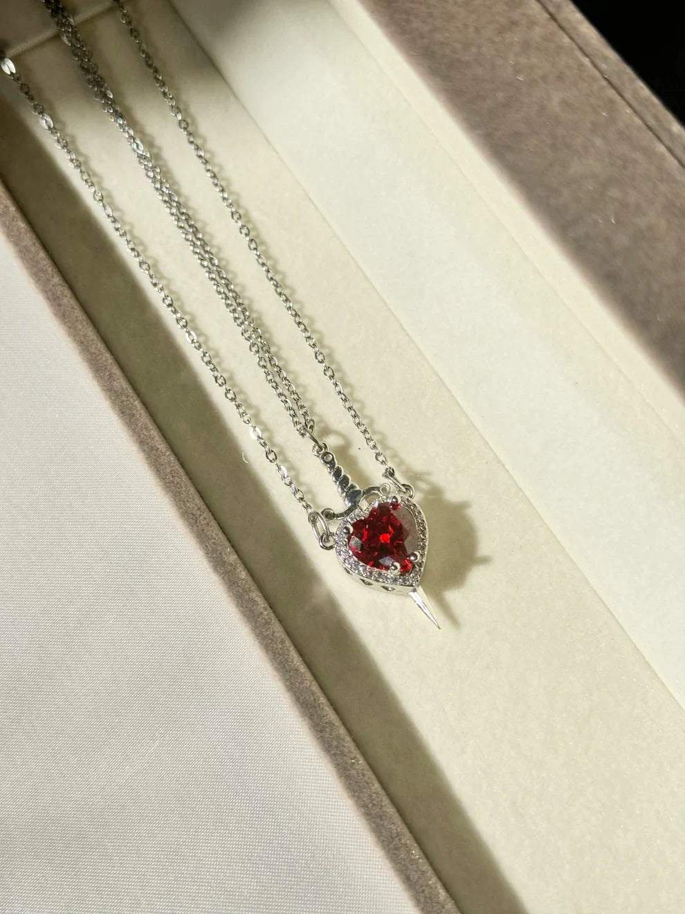 Heart and Sword Couple Necklace