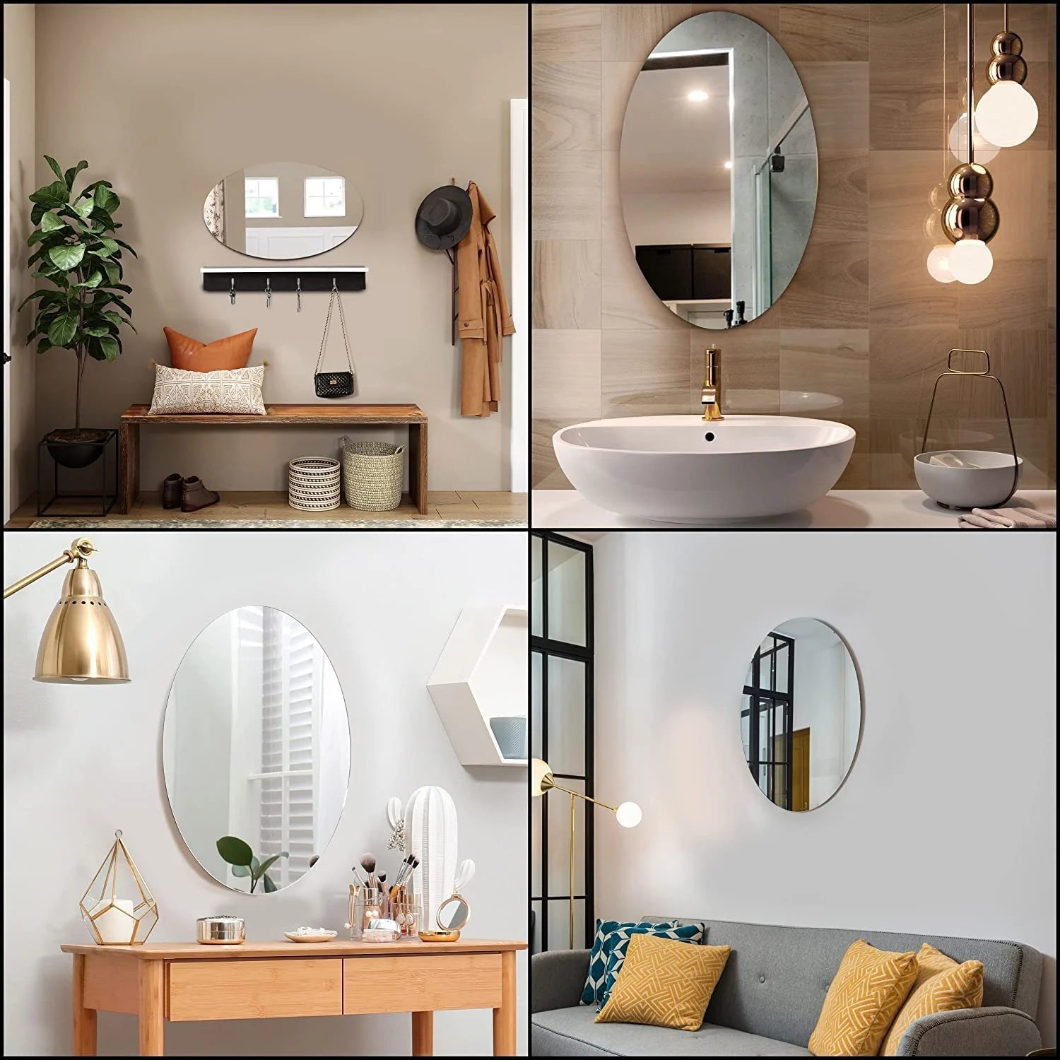 š„ Oval Shape Adhesive Mirror Sticker