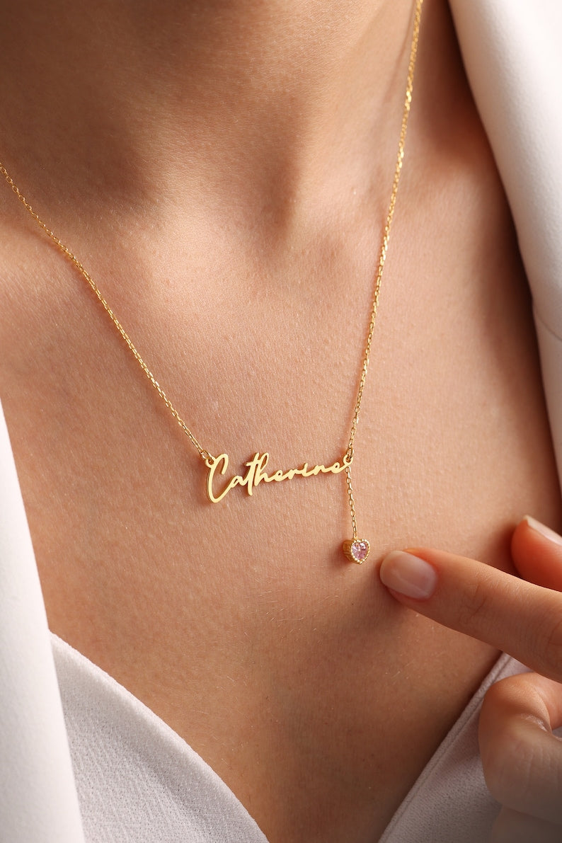 Personalized Name Necklace With Birthstone