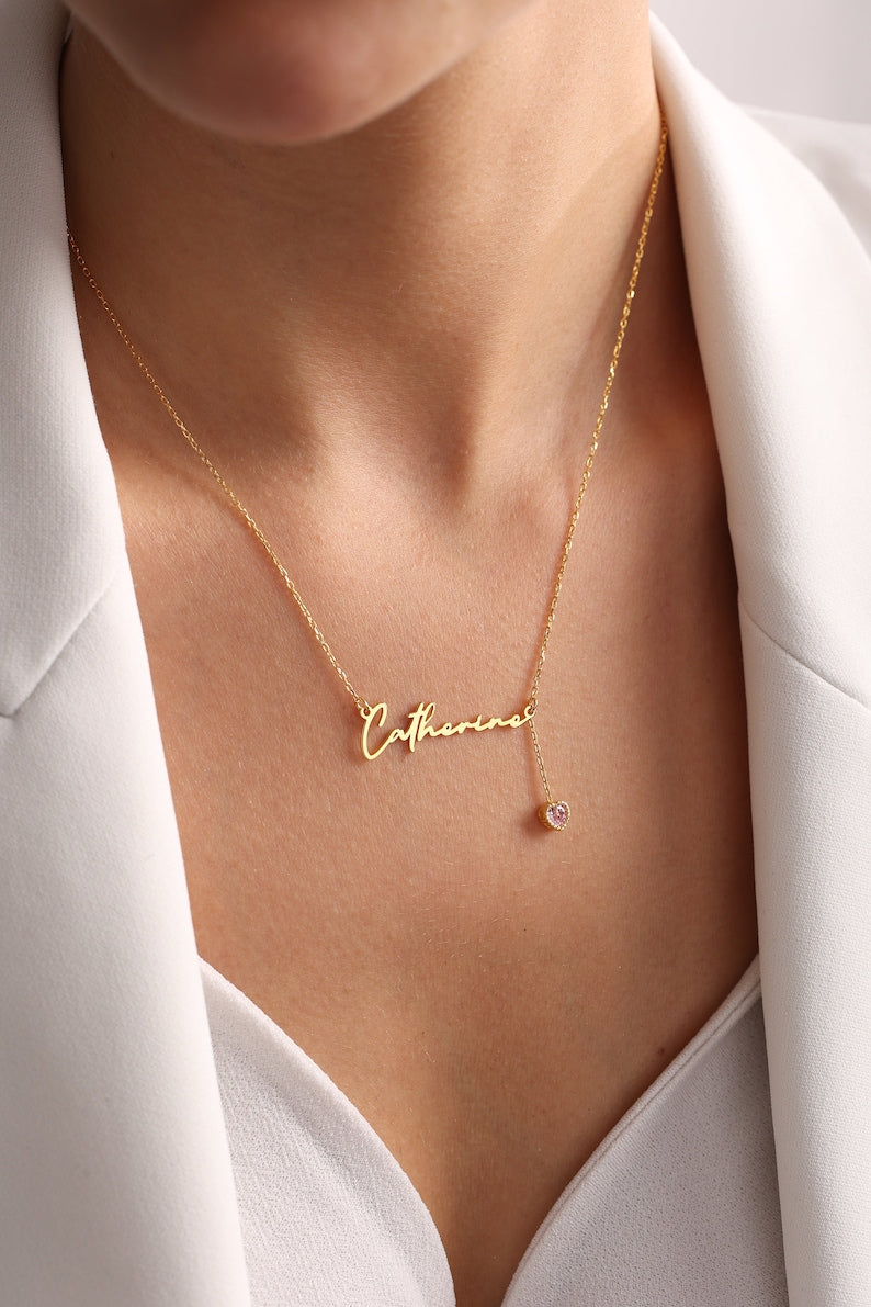 Personalized Name Necklace With Birthstone