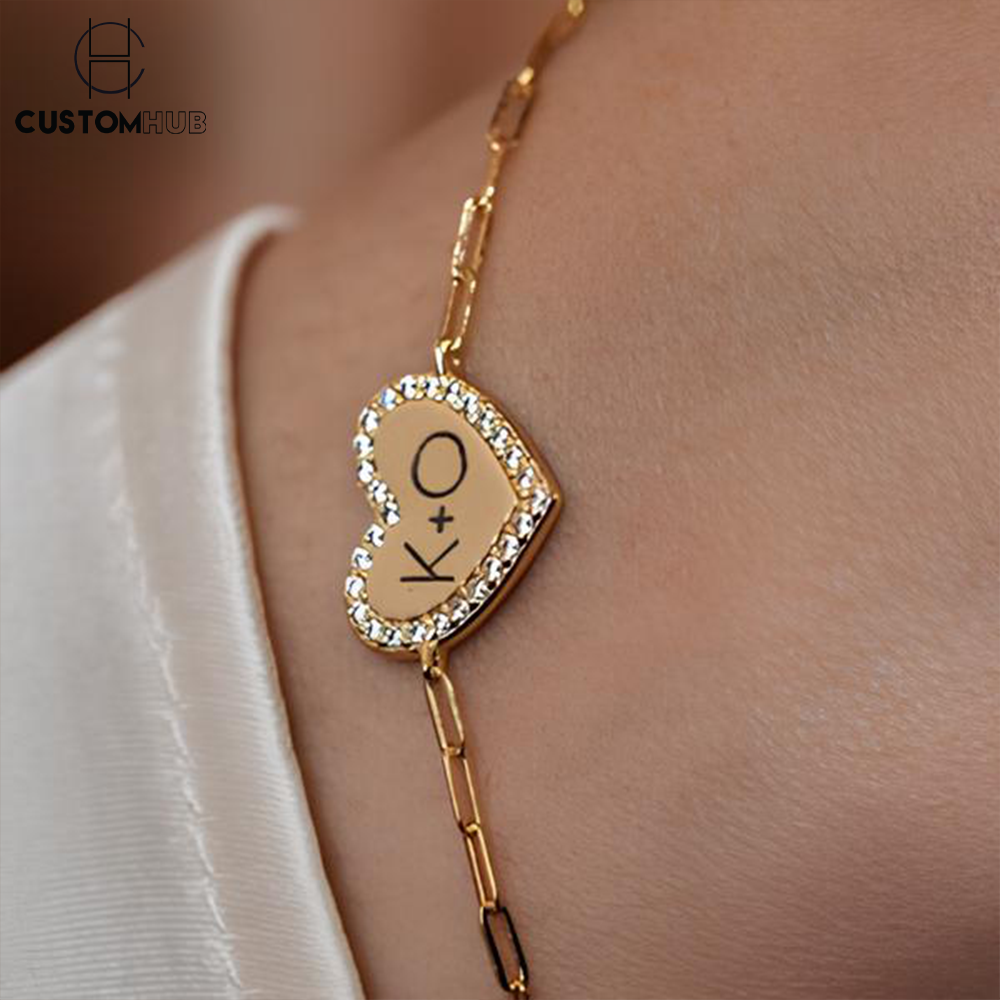 Personalized Engraved Heart Bracelet