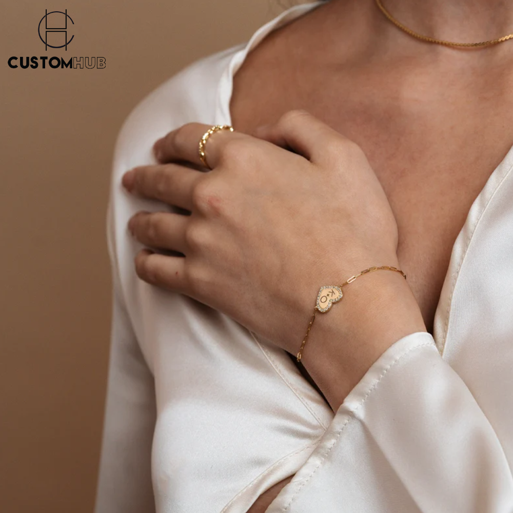 Personalized Engraved Heart Bracelet