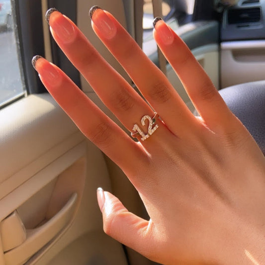 Bling Studded Initial Ring