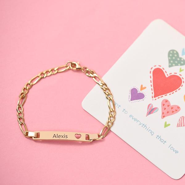 Personalized Bar Engraved Bracelet with Heart