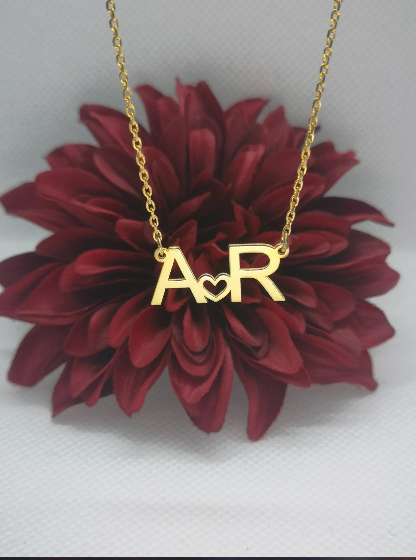 Double Letter Necklace, Couple Initial Necklace