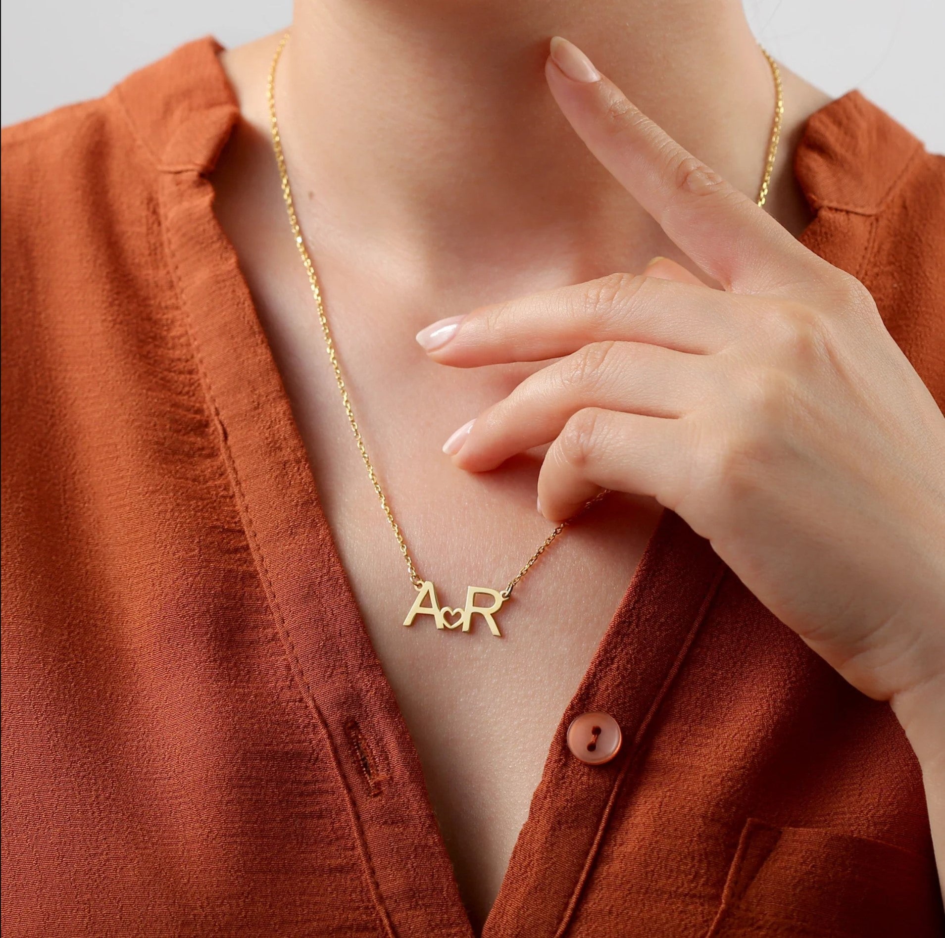Double Letter Necklace, Couple Initial Necklace