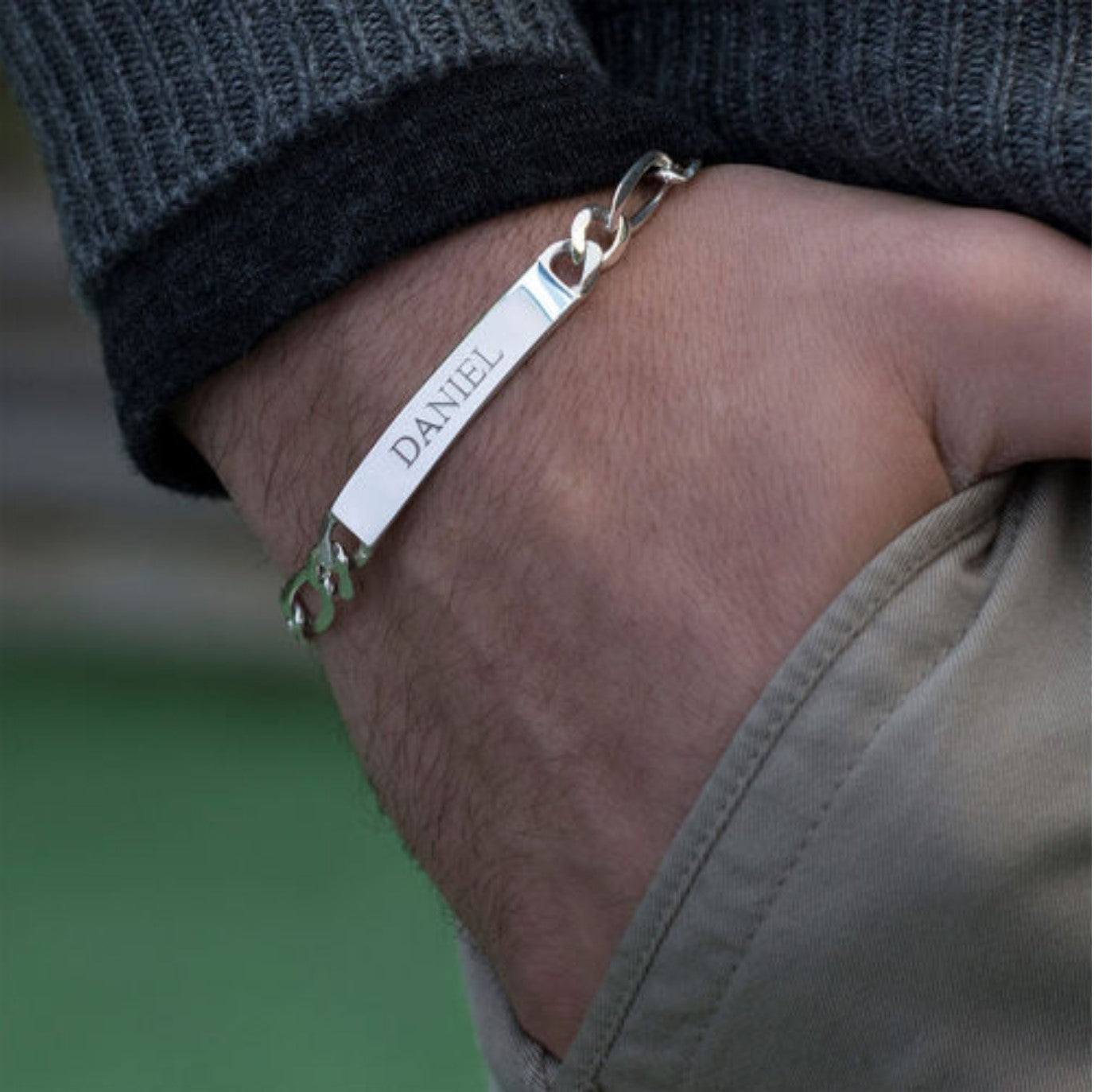 Sterling Silver Men's ID Bracelet