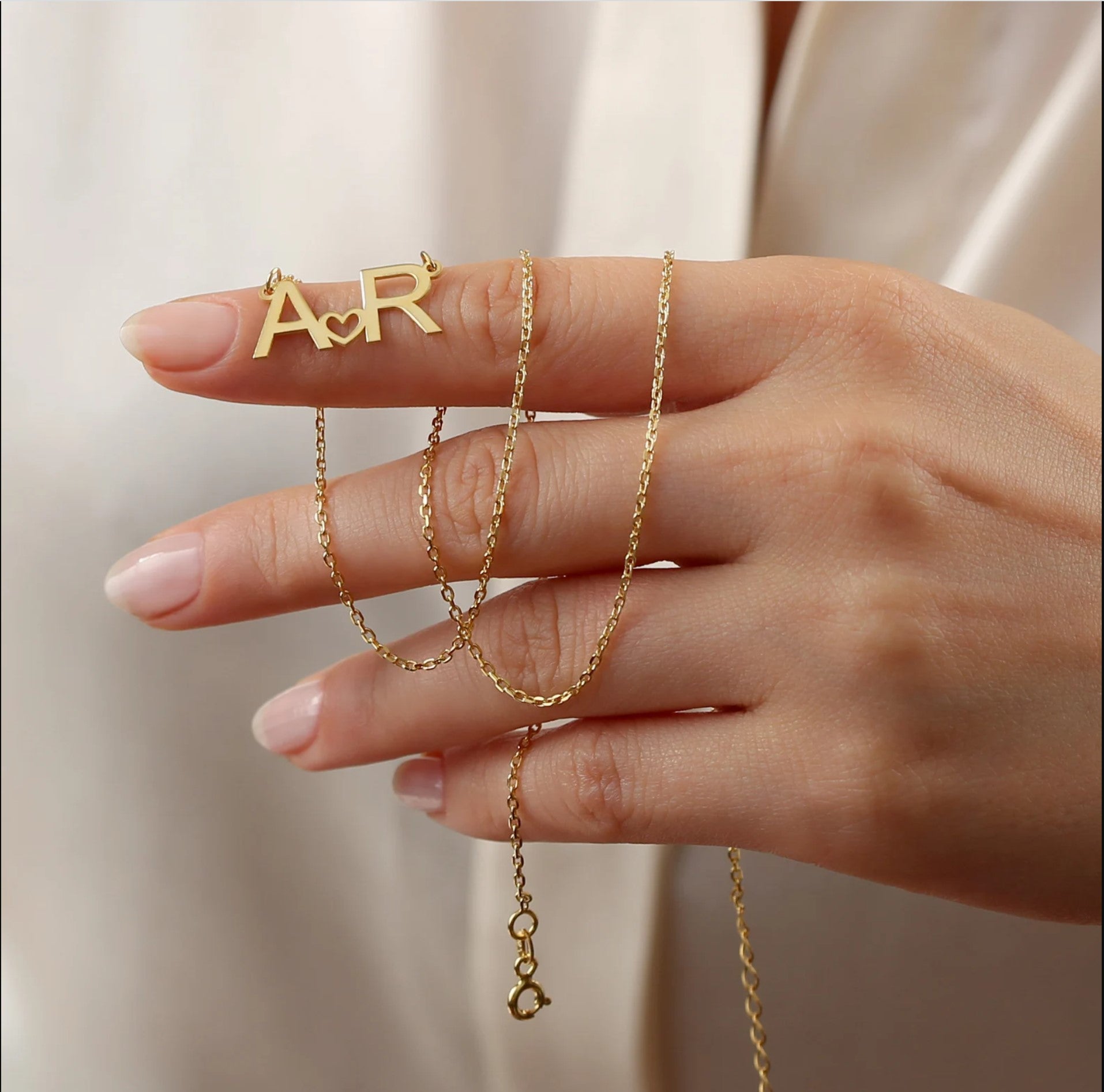 Double Letter Necklace, Couple Initial Necklace