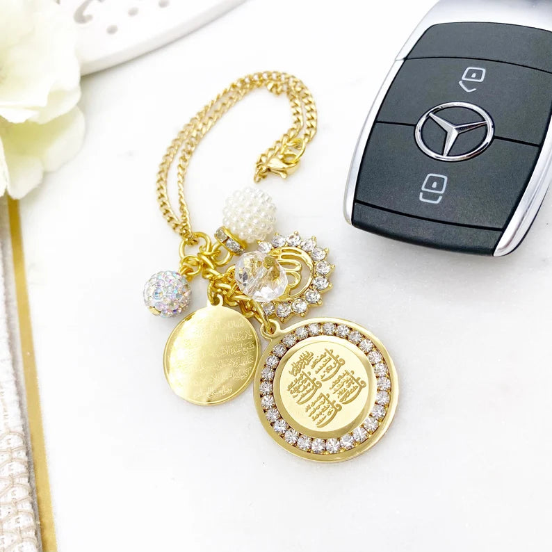 CAR MIRROR AYATUL KURSI, ALLAH, 4QUL CHARM NECKLACE
