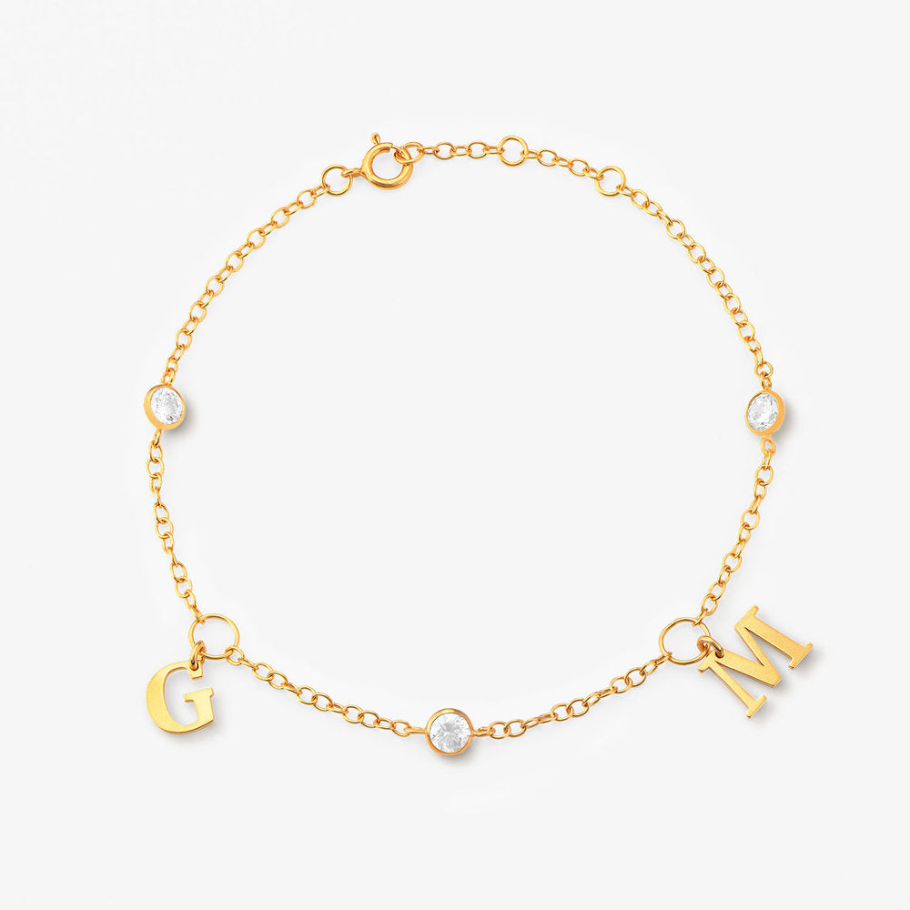 INITIAL BRACELET WITH CUBIC ZIRCONIA