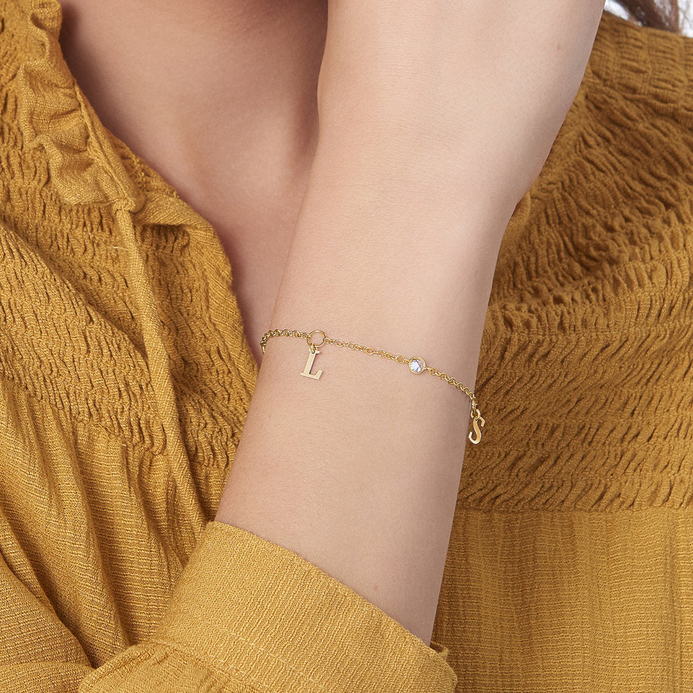 INITIAL BRACELET WITH CUBIC ZIRCONIA