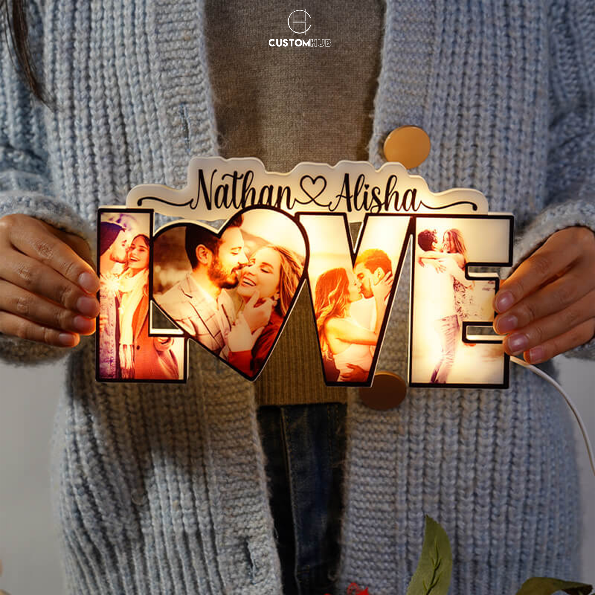 Personalized photo acrylic lamp-LOVE
