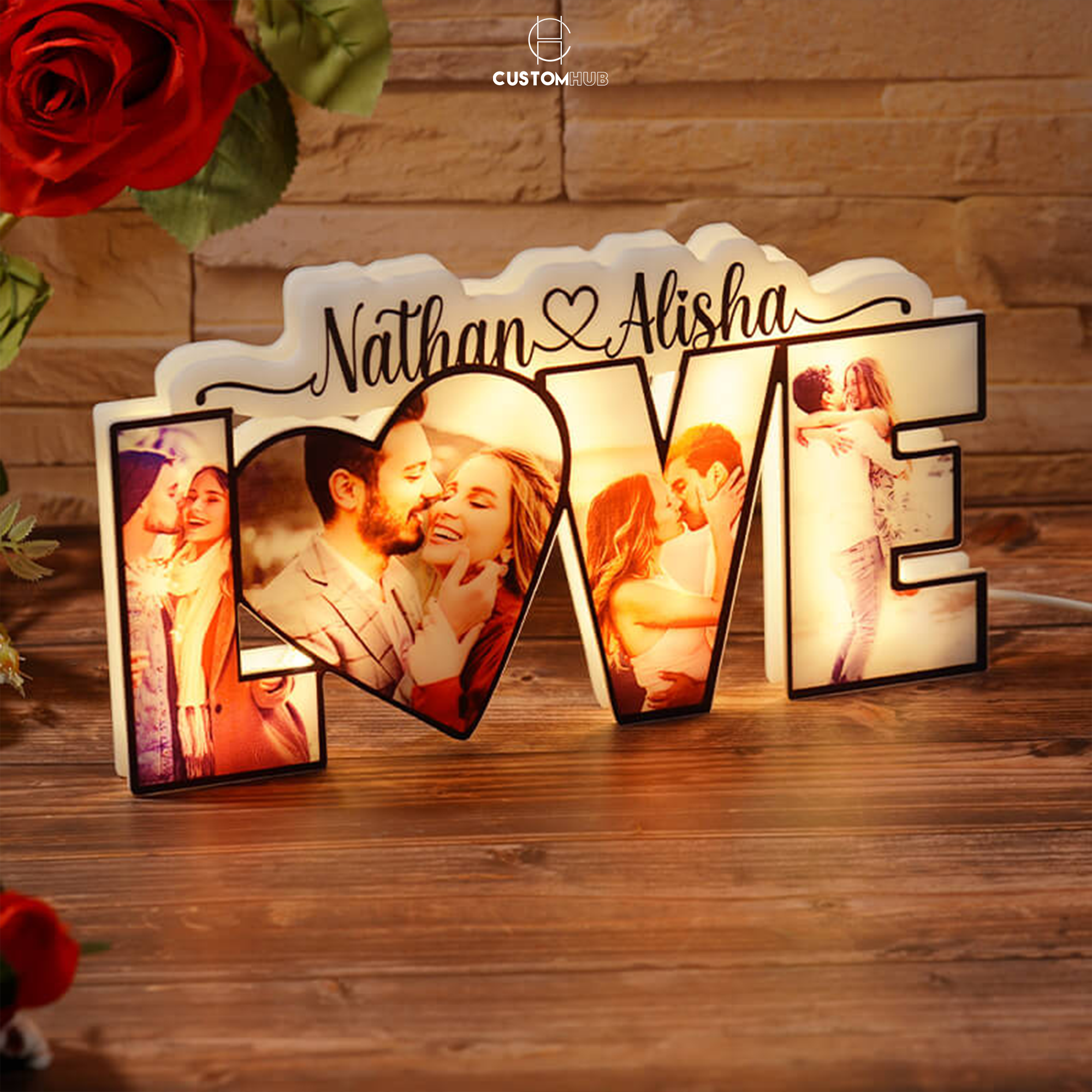 Personalized photo acrylic lamp-LOVE