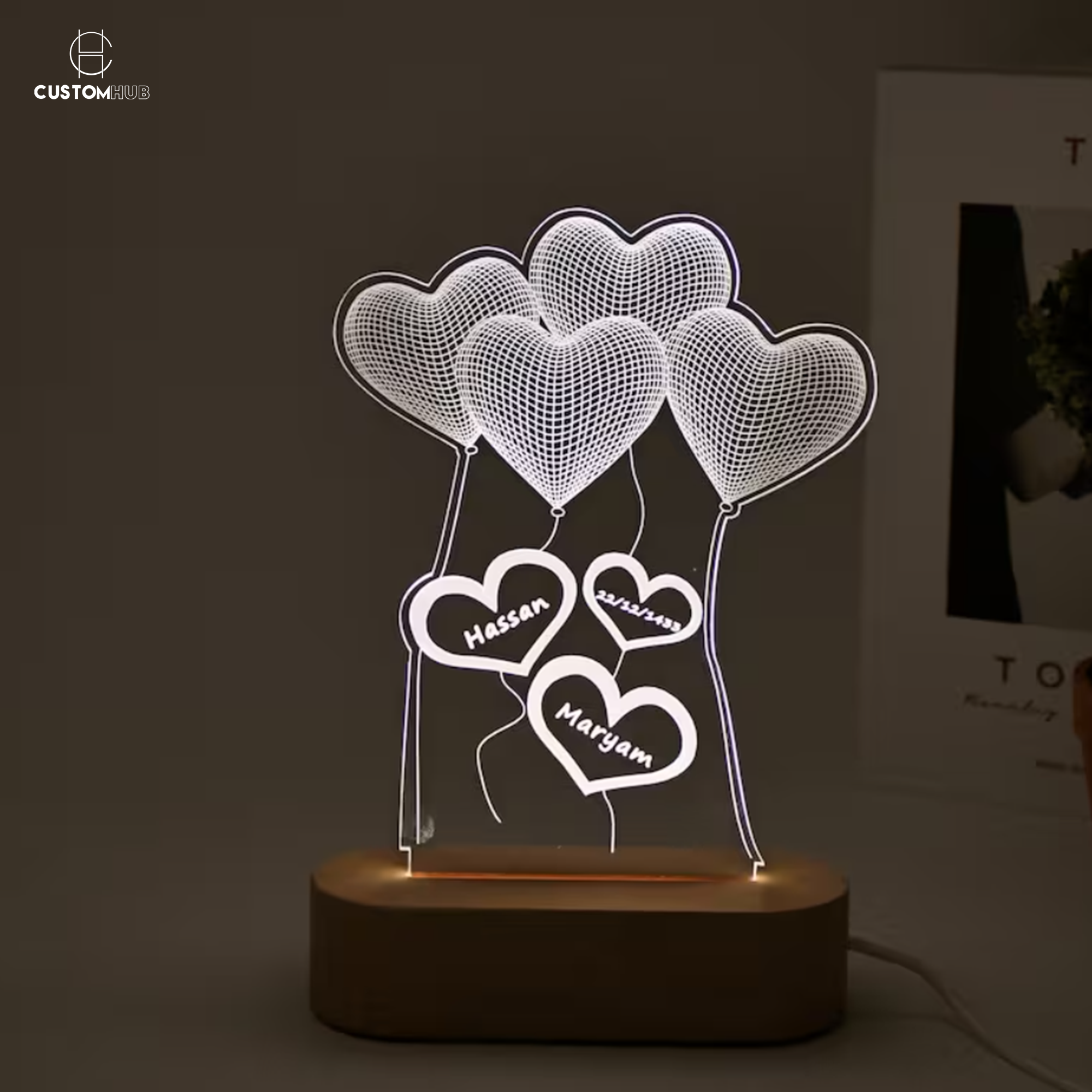 Custom Illusion Lamp Heart Balloon Light