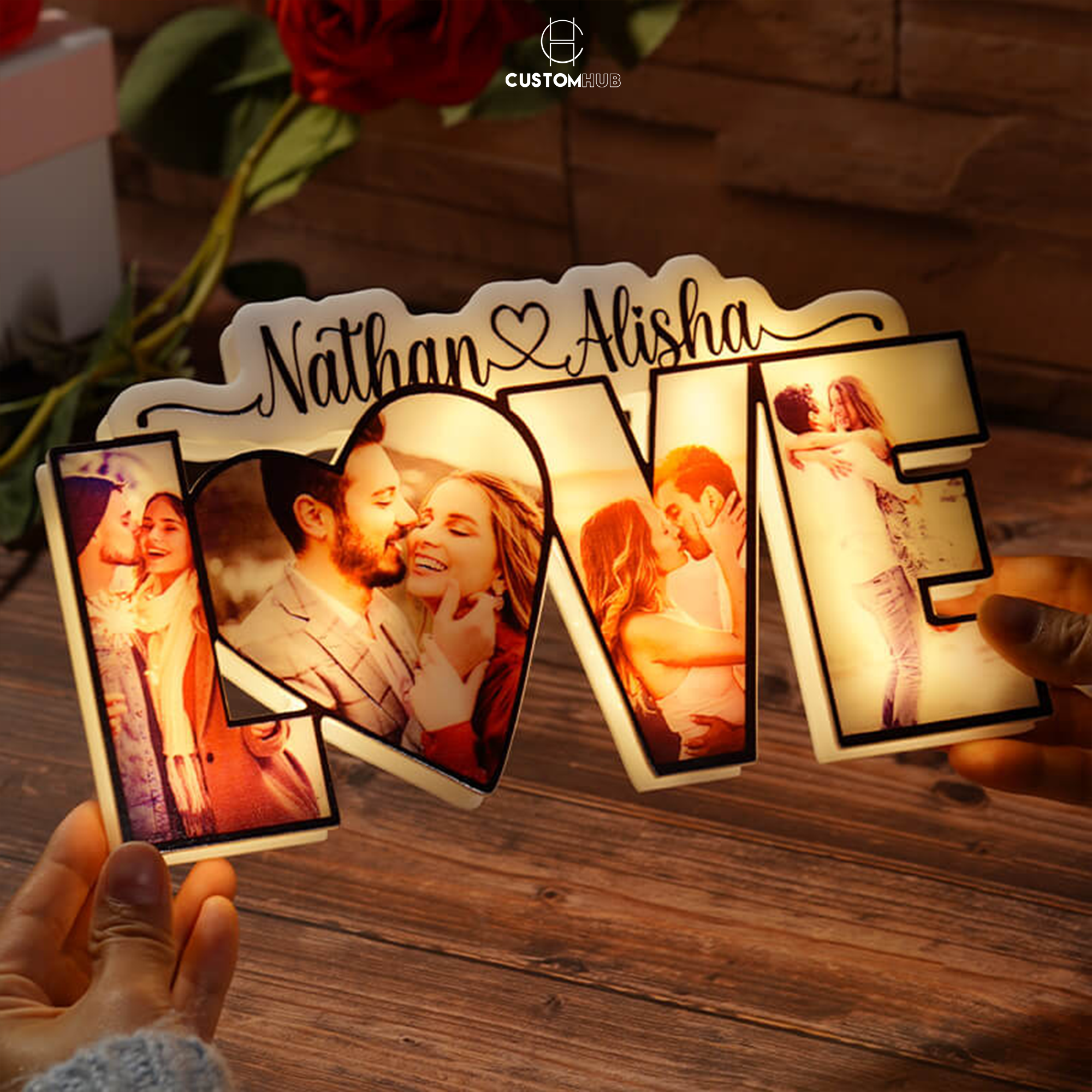 Personalized photo acrylic lamp-LOVE