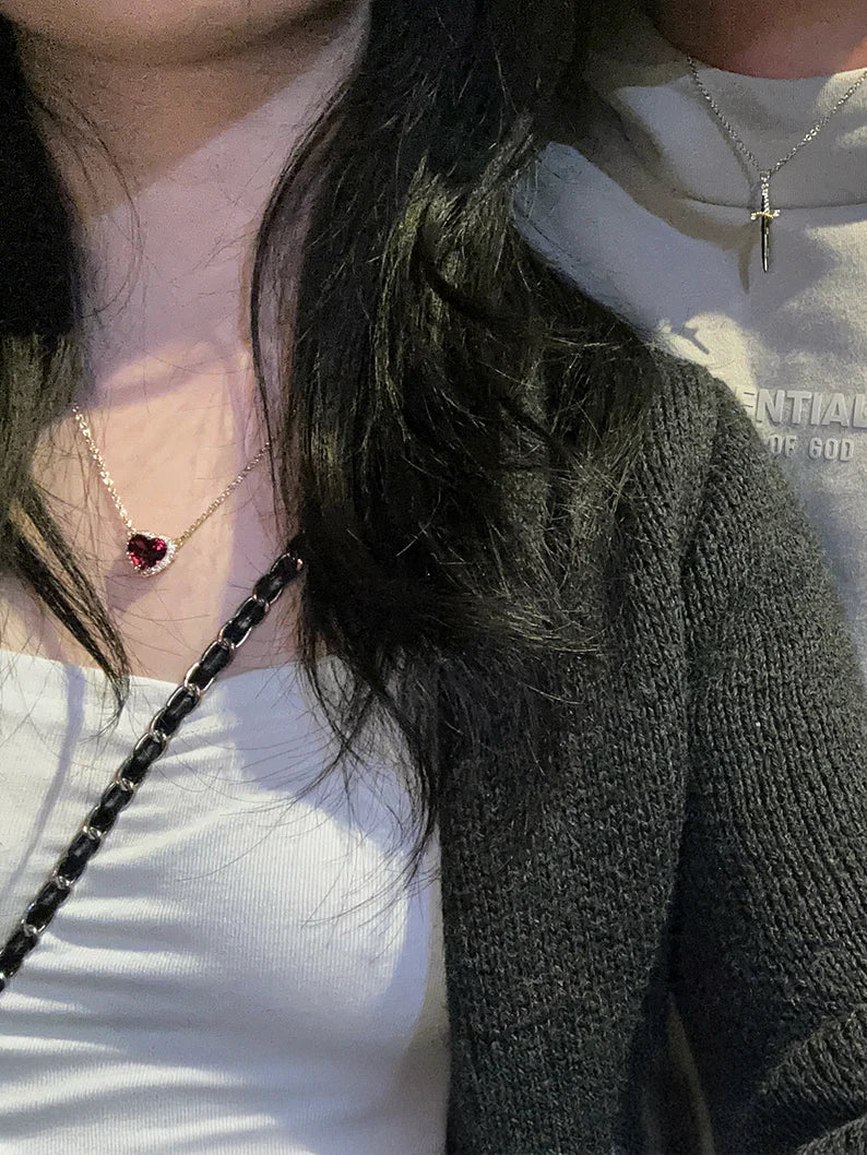 Heart and Sword Couple Necklace