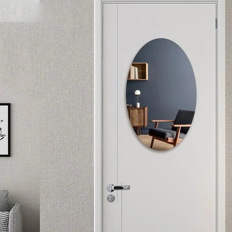 🔥  Oval Shape Adhesive Mirror Sticker