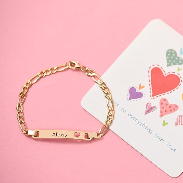 Personalized Bar Engraved Bracelet with Heart