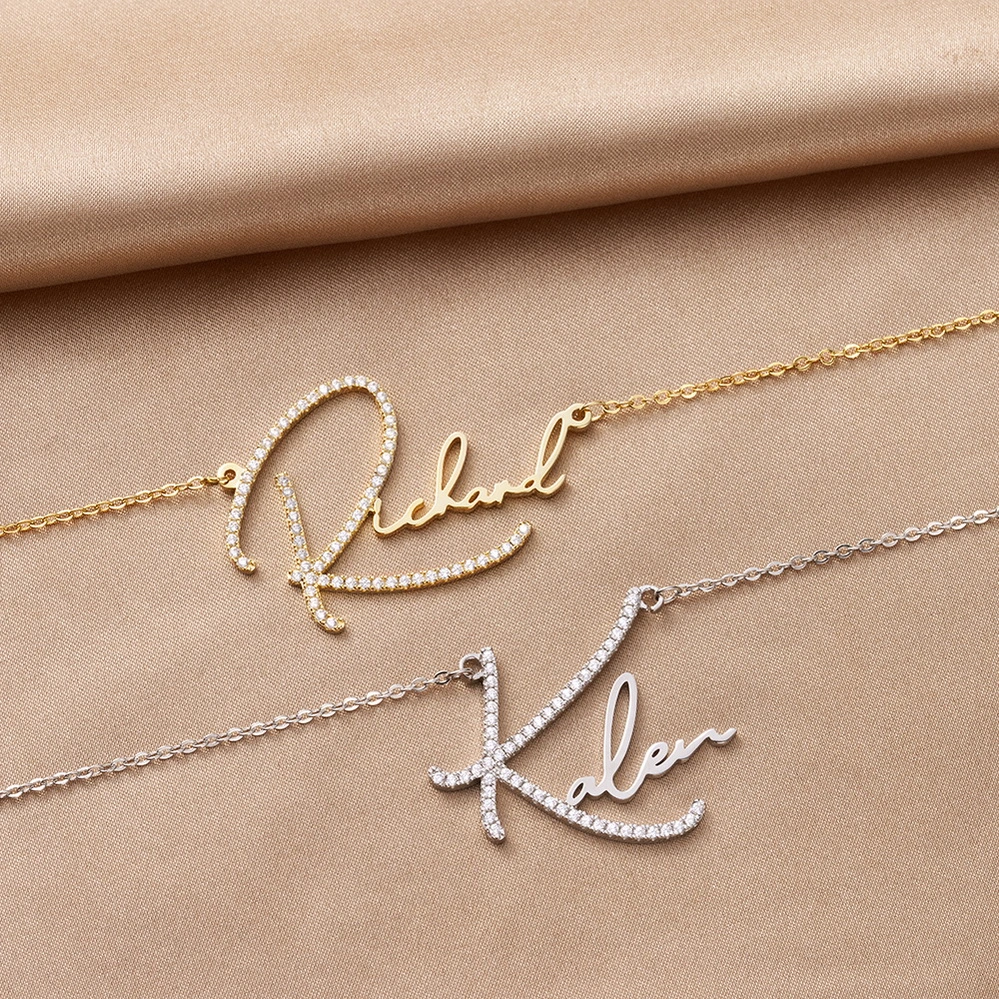 Signature Style Name Necklace With Diamond