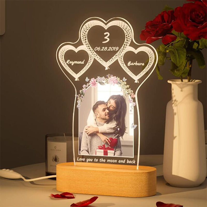 Personalized couple heart-shaped lamp