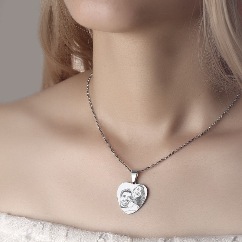 Heart Photo Engraved Necklace