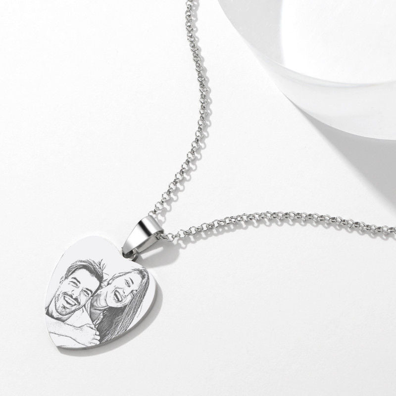 Heart Photo Engraved Necklace