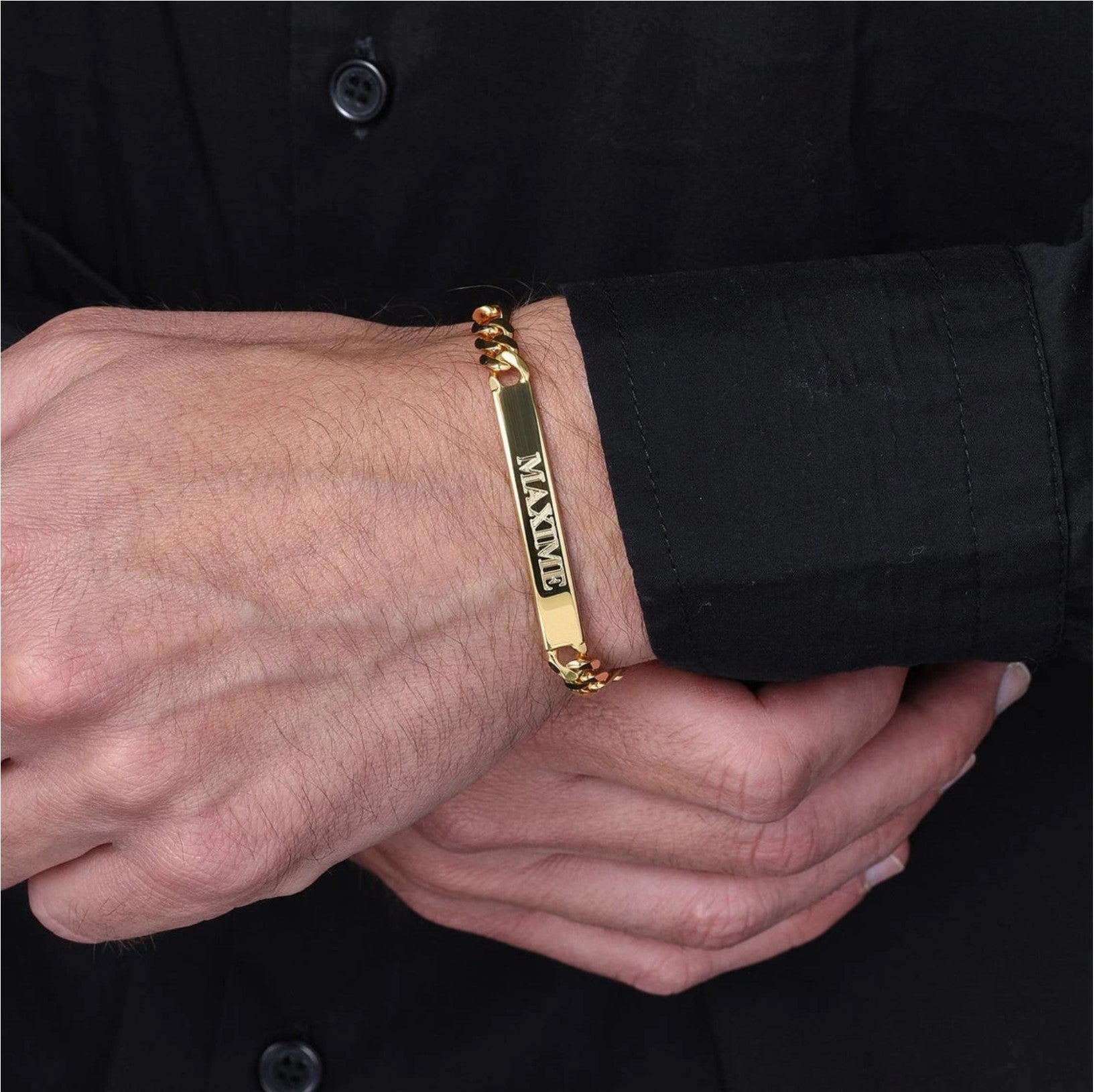 Maison Margiela Rose Gold Engraved Cuff Bracelet for Men