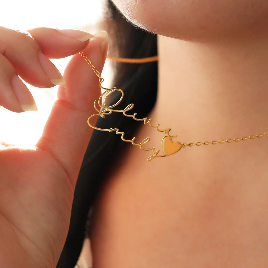 Couple name gold locket deals