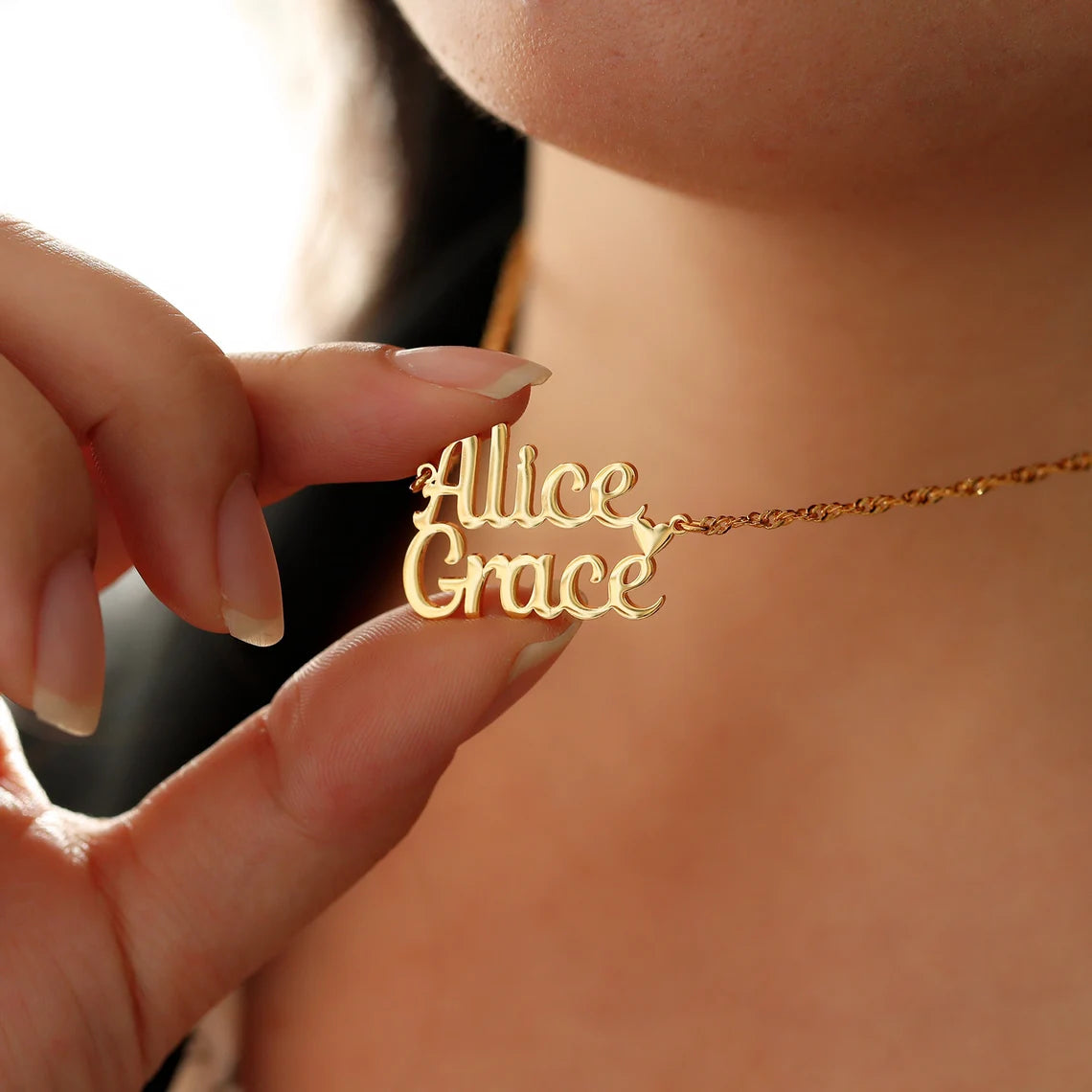 Matching couple 2025 name necklace